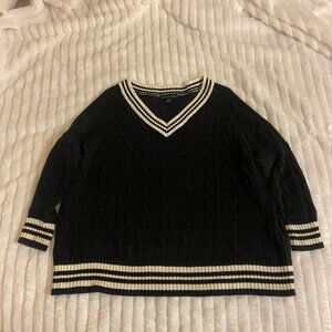🖤 Vintage American Eagle 3/4 Sleeve Oversized Black Cotton Knit Sweater